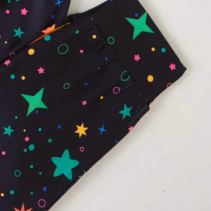 2-Piece Set: Cute Starry Unicorn Pattern Short Sleeve Top + Jogger Pants Co-ords Set