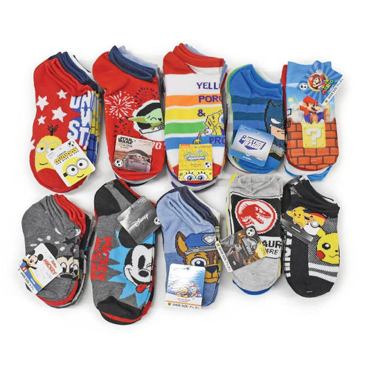 20-Pair: Licensed Assorted Kids' No-Show Socks