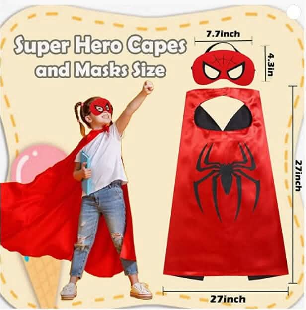 6-Pack: Superhero Reversible Cape & Mask Set