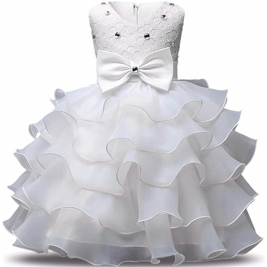 Girl Dress Kids Ruffles Lace Party Wedding Gown