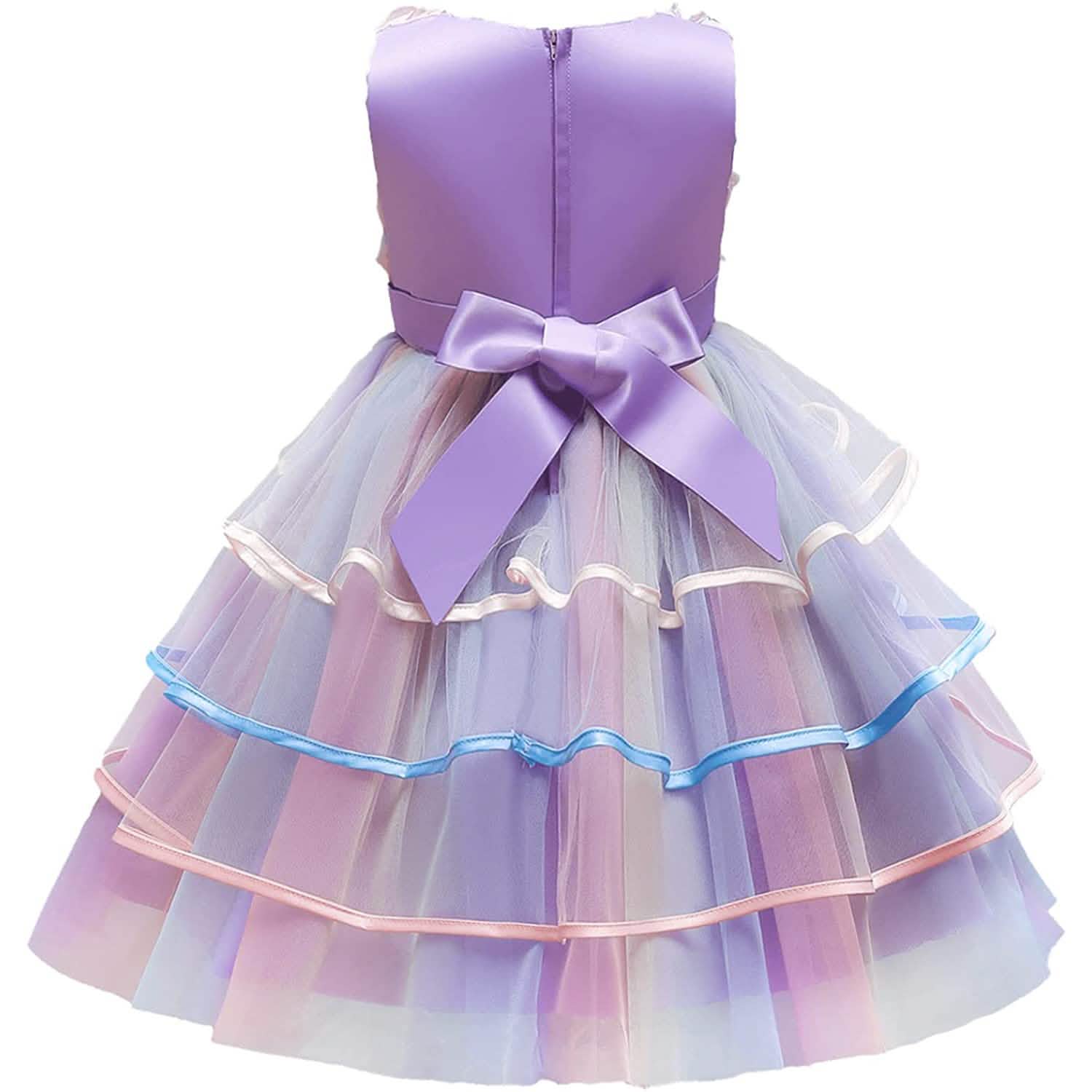 Girl's Rainbow Tulle Lace Dress