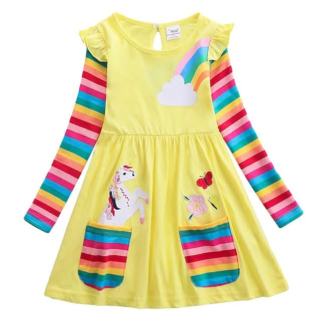 Girls' Unicorn Rainbow Flower Dress