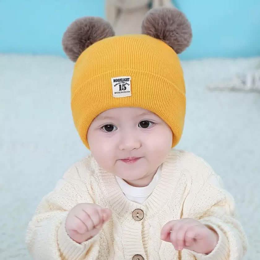 Infant Baby Winter Warm Knit Bobble Beanie Hat with Scarf Set