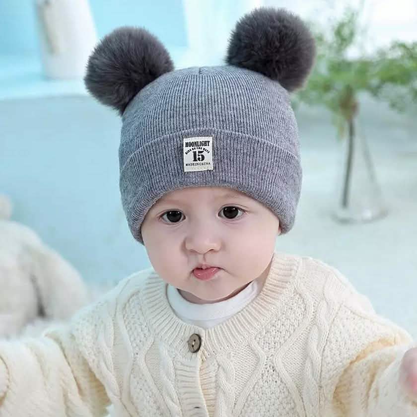 Infant Baby Winter Warm Knit Bobble Beanie Hat with Scarf Set